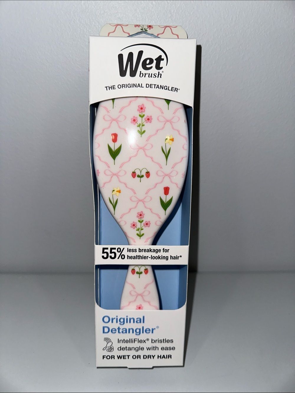 Wet Brush The Original Detangler Hair Brush White Pink Green Trellis Floral